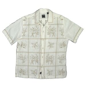 Todd Snyder Embroidered Linen Camp Collar Shirt Natural (Summer 2024) Mens Small